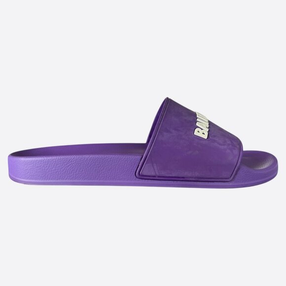 Balenciaga Purple & White Logo Slides